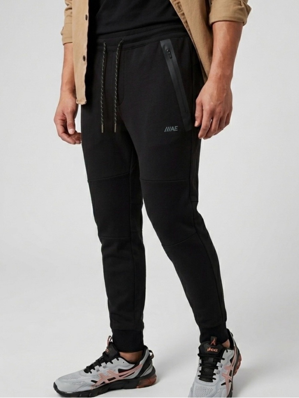 American Eagle Tech Fleece Jogger Pants Men’s Medium Black Zip Pocket